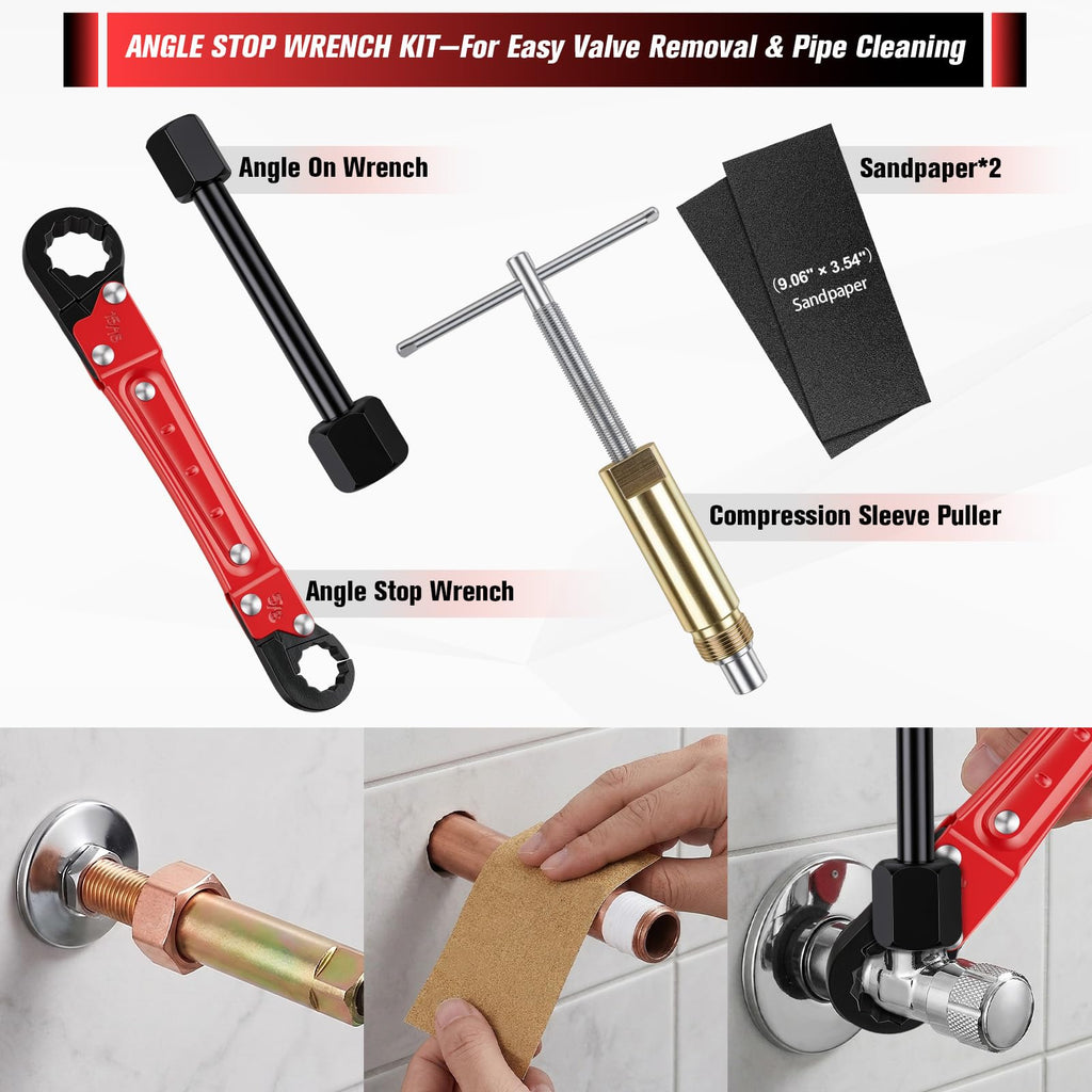 Dyfizer 5-Piece Plumbing Kit with Angle Stop Wrench & Puller