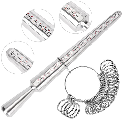 27-Piece Steel Ring Sizer Measuring Kit with Mandrel