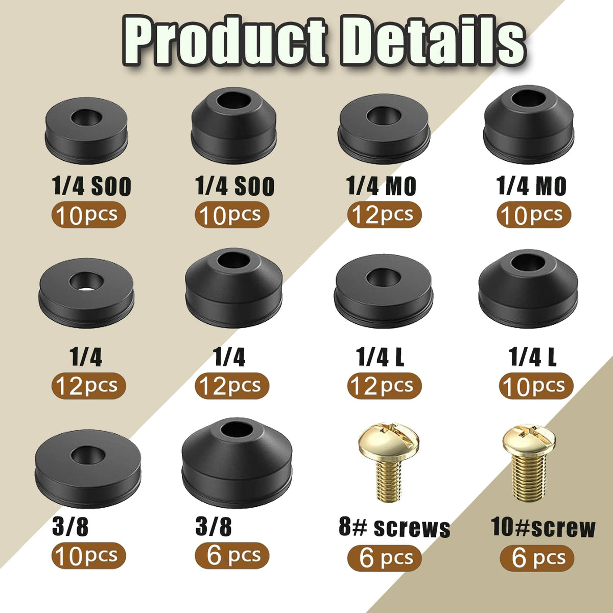 48-Piece Faucet Washer Repair Kit with Brass Screws