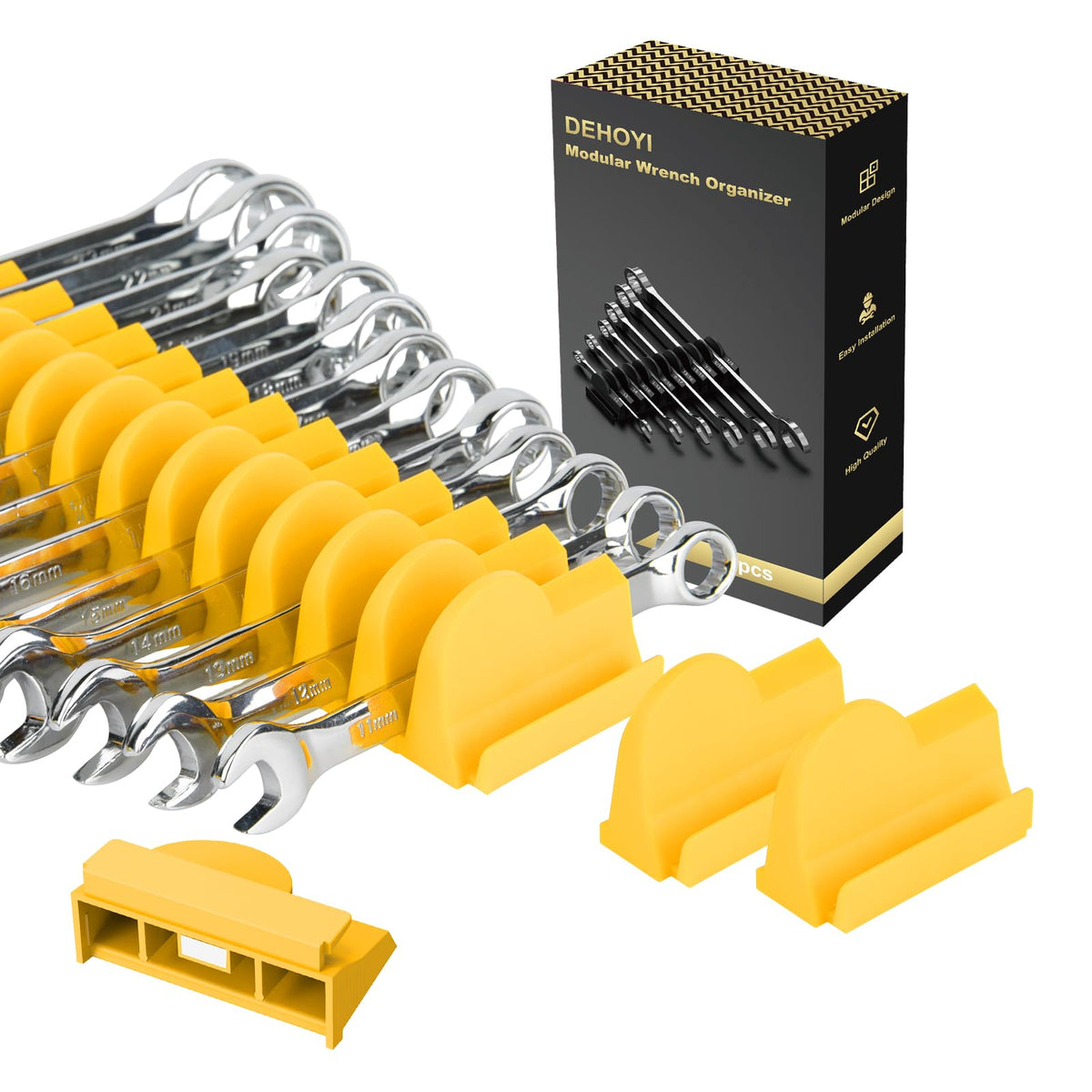 48-Piece Magnetic Modular Wrench Organizer Set for Drawers
