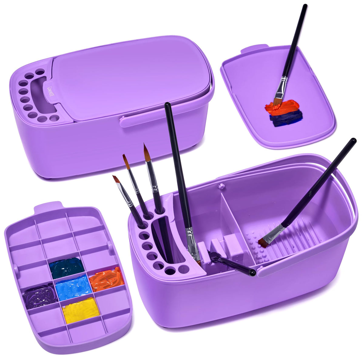 GAMENOTE Paint Brush Cleaner and Holder with Palette
