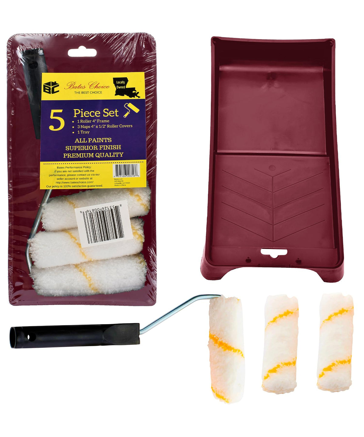 Bates 11-Piece Paint Roller, Brush and Tray Kit