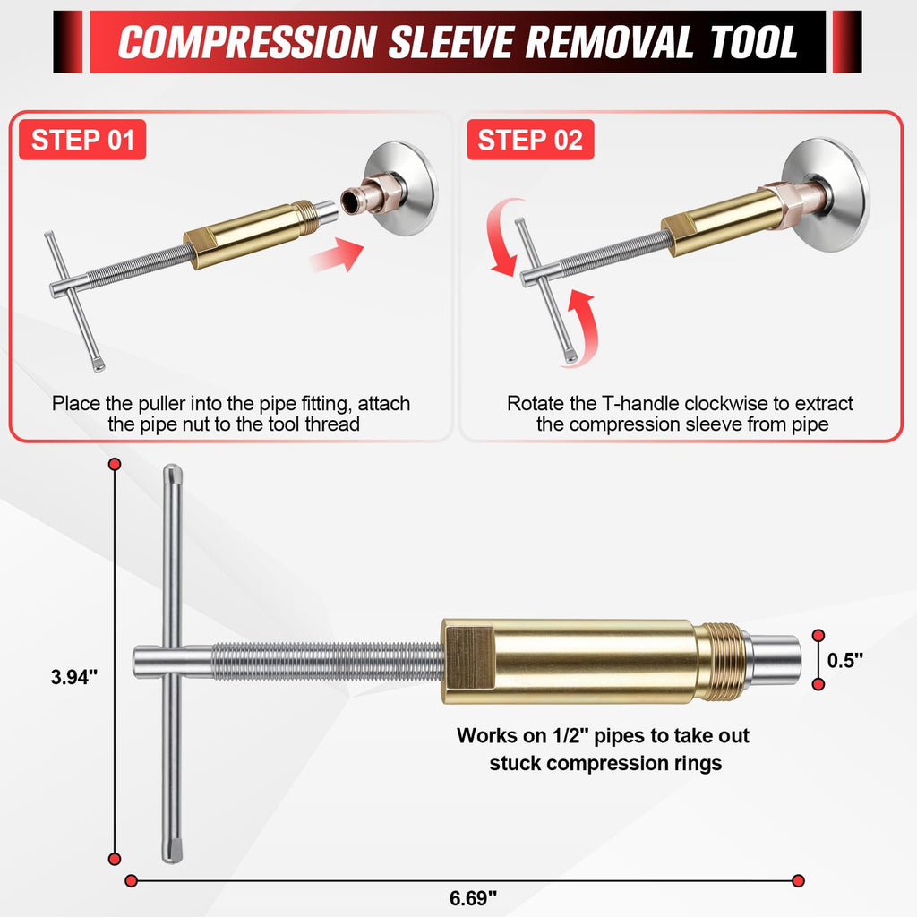 Dyfizer 5-Piece Plumbing Kit with Angle Stop Wrench & Puller