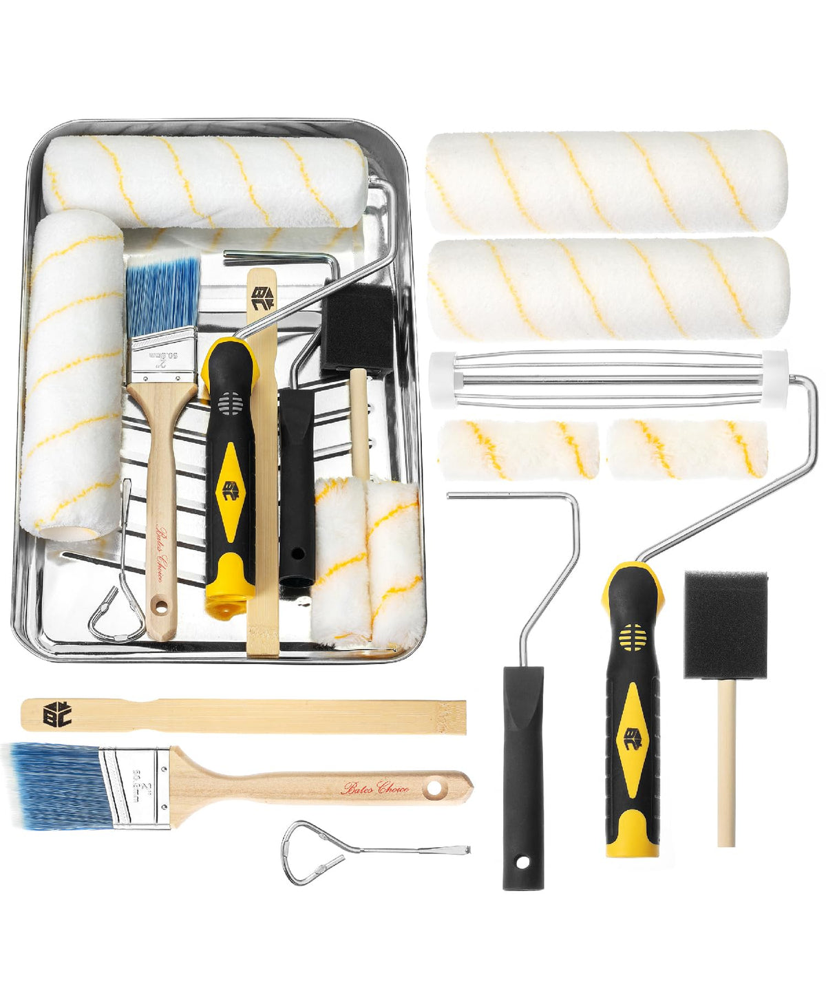 Bates 11-Piece Paint Roller, Brush and Tray Kit