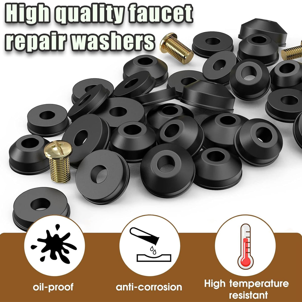 48-Piece Faucet Washer Repair Kit with Brass Screws