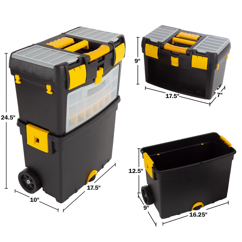 Heavy-Duty Tool Box with Folding Handle and Removable Tray