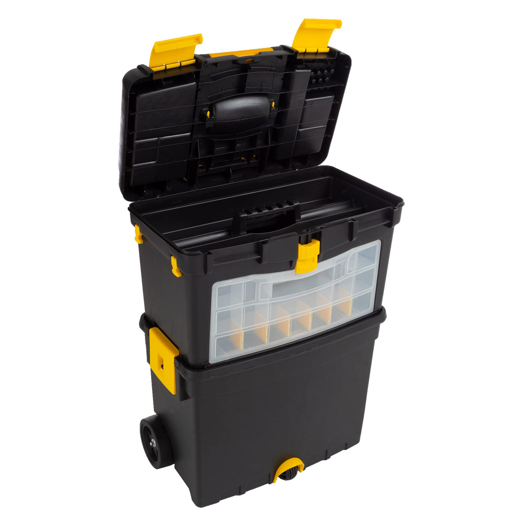 Heavy-Duty Tool Box with Folding Handle and Removable Tray
