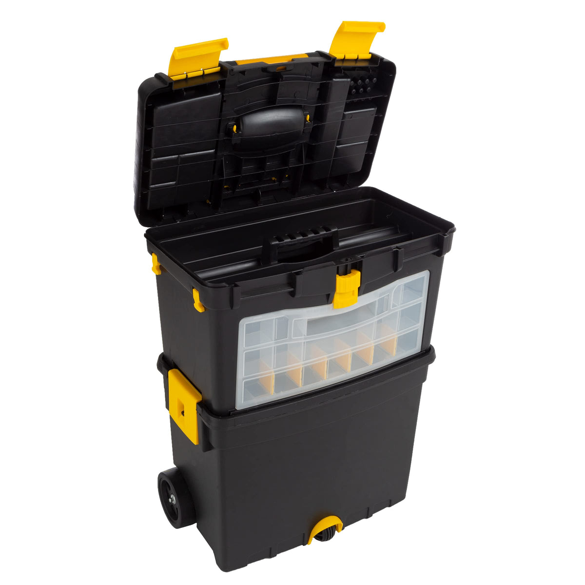 Heavy-Duty Tool Box with Folding Handle and Removable Tray