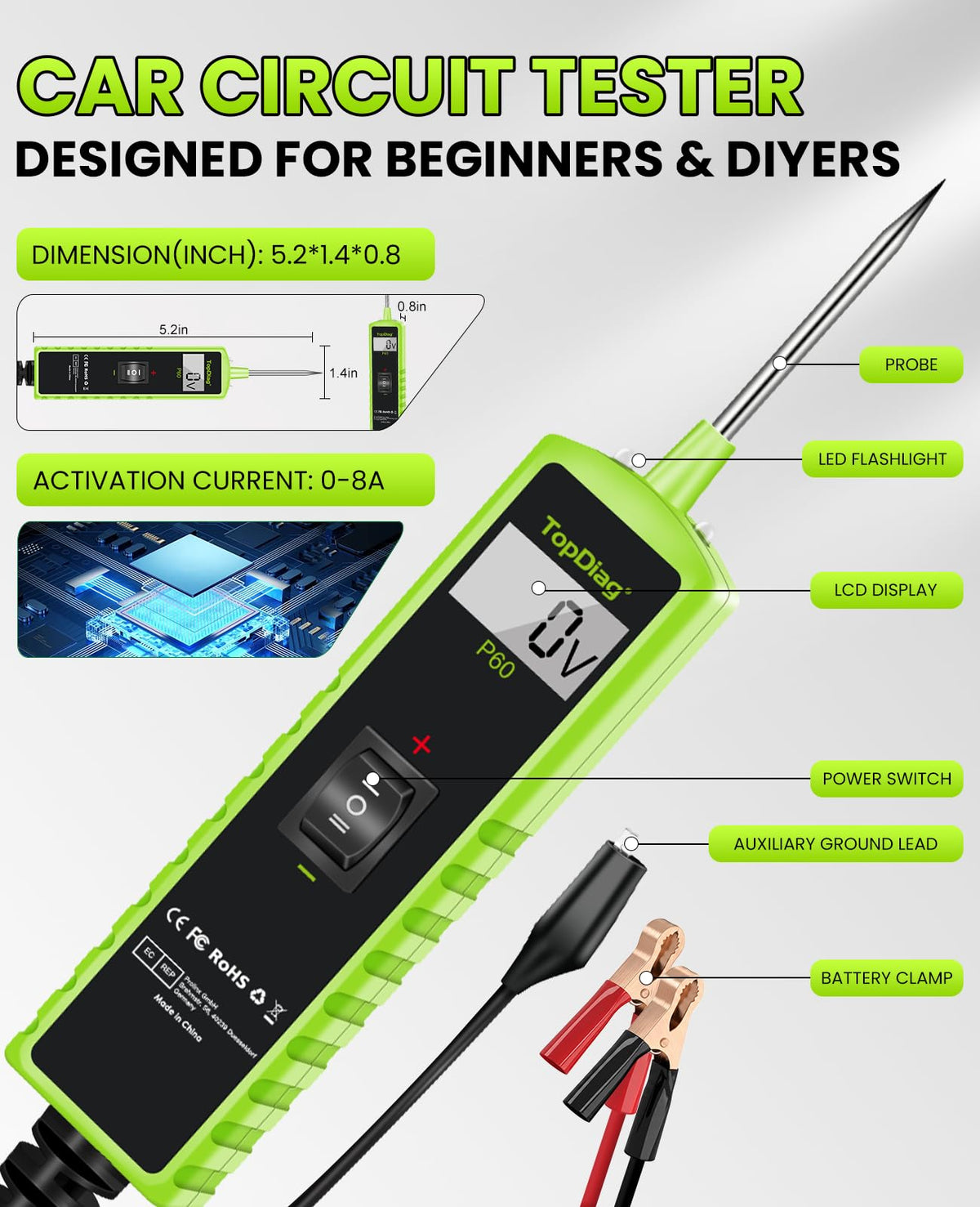 TopDiag Automotive Electrical Circuit Tester for Vehicle Diagnostics