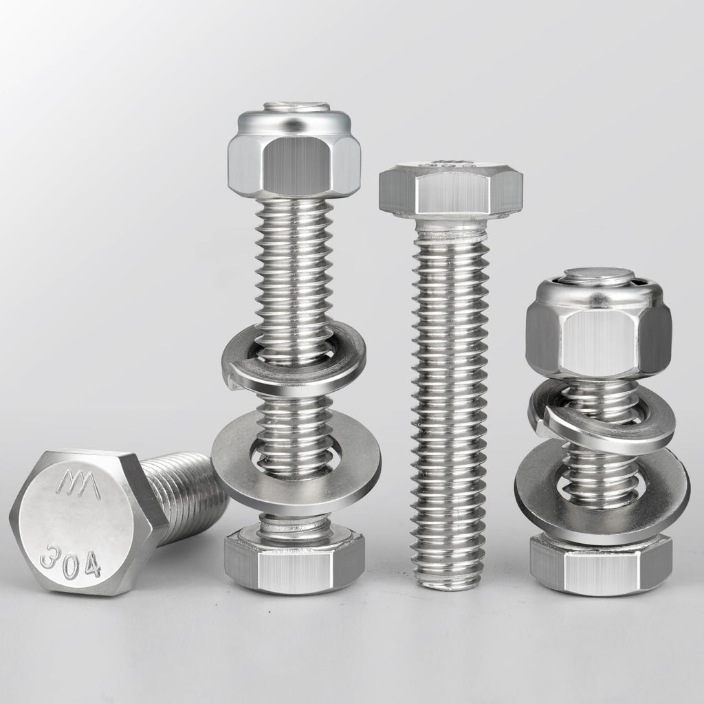 BNUOK 304 Stainless Steel Hex Bolt, Nut and Washer Kit