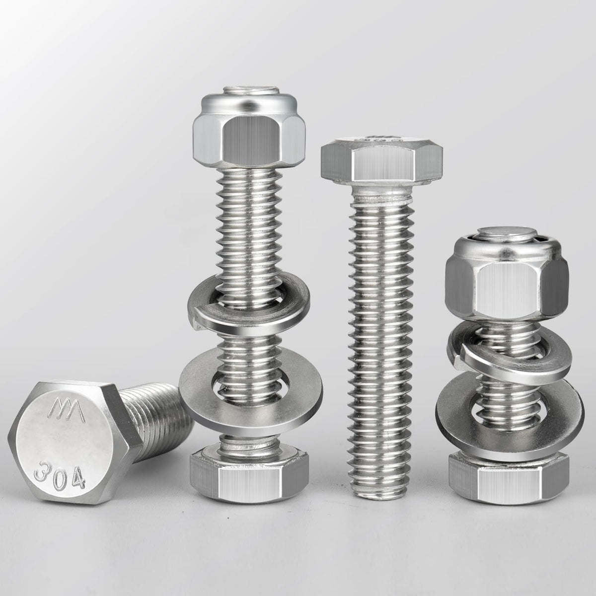 BNUOK 304 Stainless Steel Hex Bolt, Nut and Washer Kit