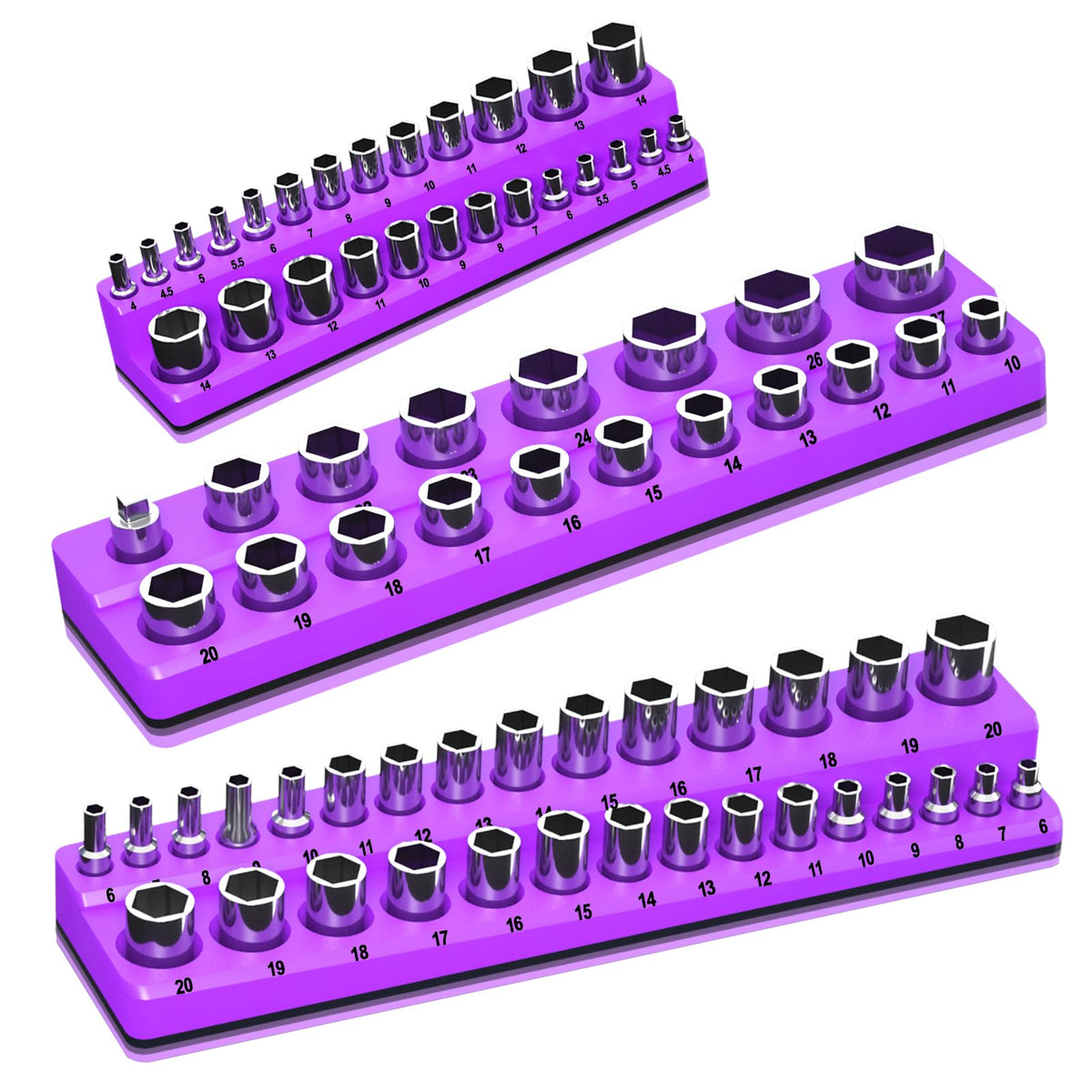 Magnetic Socket Organizer Holder Set for Tool Drawers