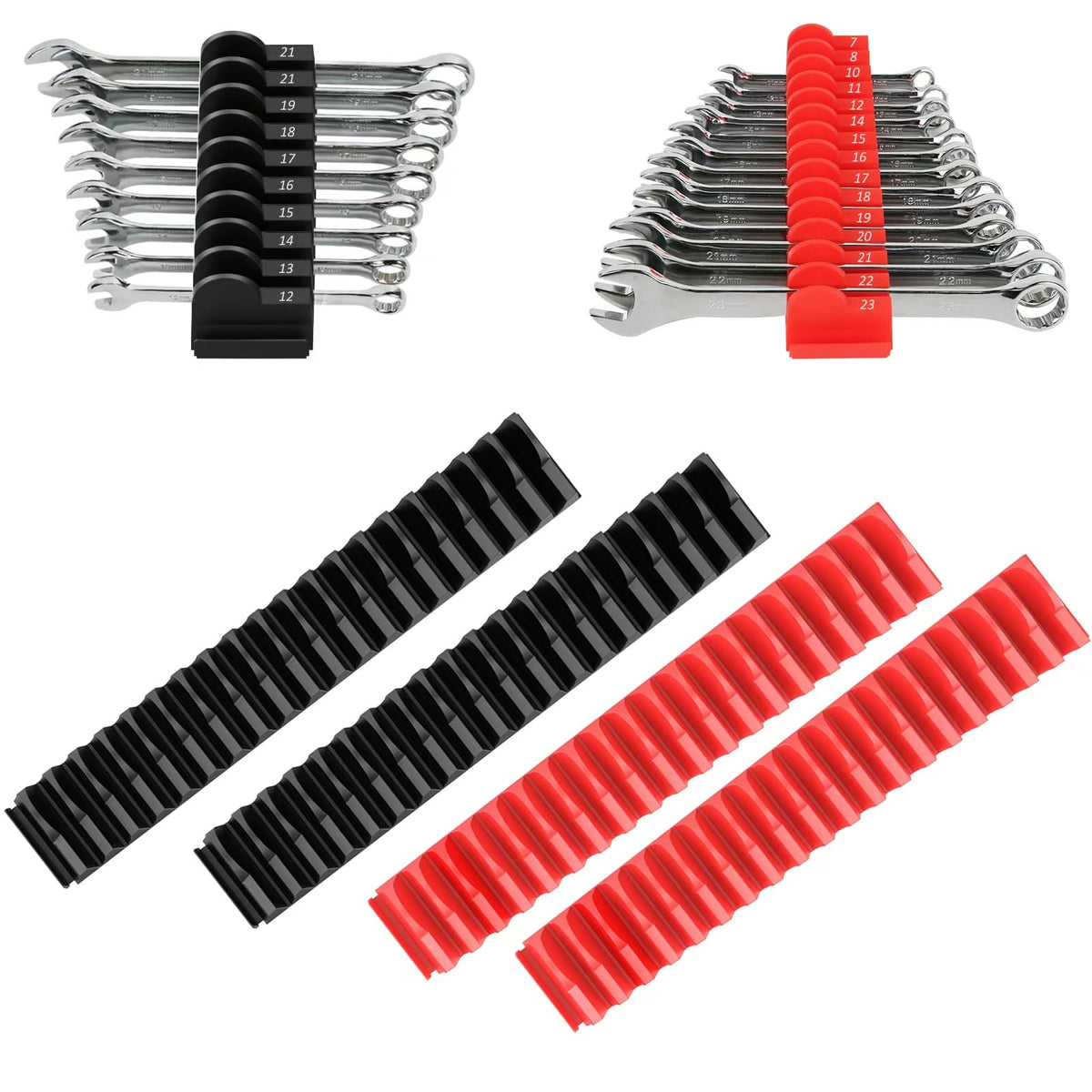 48-Piece Magnetic Modular Wrench Organizer Set for Drawers