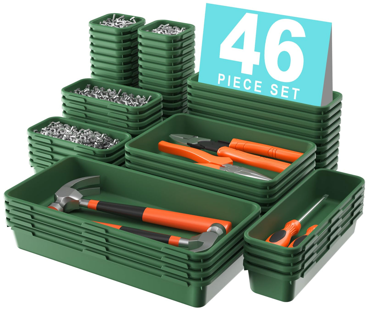 A-LUGEI 46-Piece Tool Box Organizer Tray Set, 5 Sizes