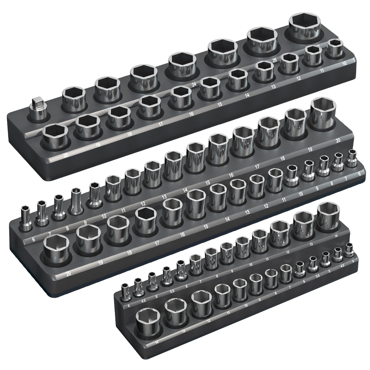 Magnetic Socket Organizer Holder Set for Tool Drawers
