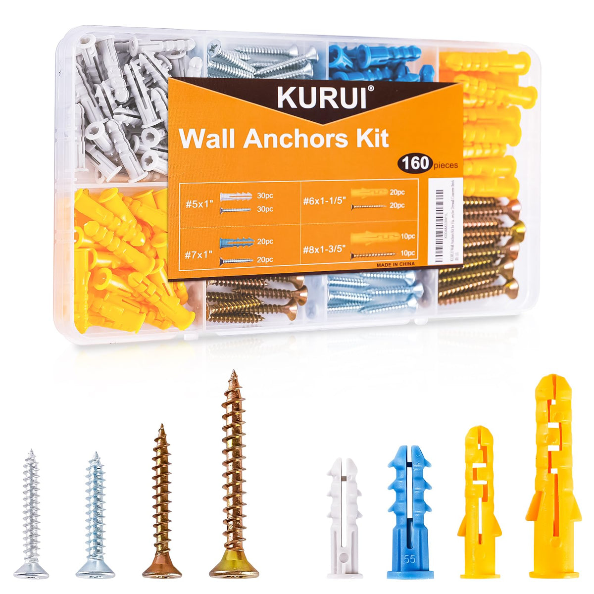 KURUI Drywall Anchors and Screws Assortment Kit for Mounting