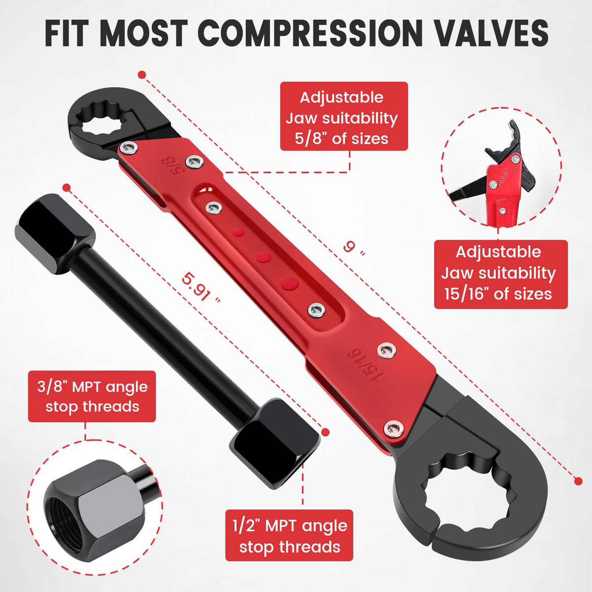 Vorhixa Plumbing Tool Kit with Angle Stop Wrench