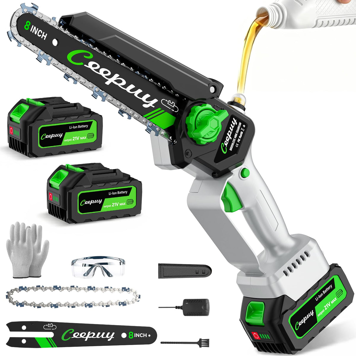 CEEPUY Cordless Mini Chainsaw with Automatic Oiler