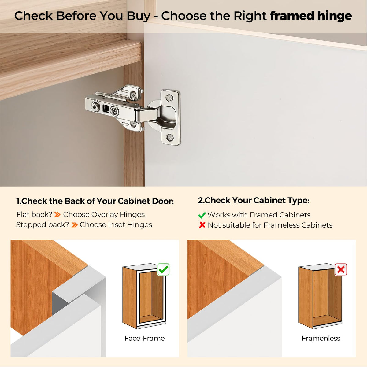 Ravinte 105-Degree Full Overlay Cabinet Door Hinges