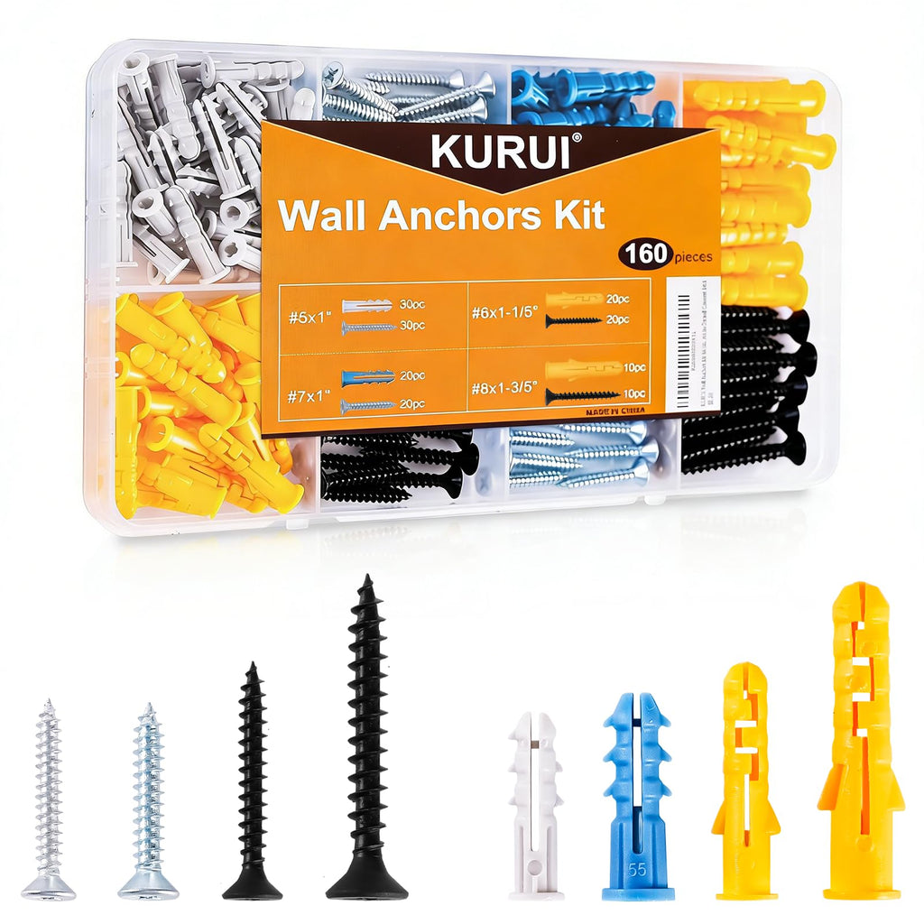 KURUI Drywall Anchors and Screws Assortment Kit for Mounting