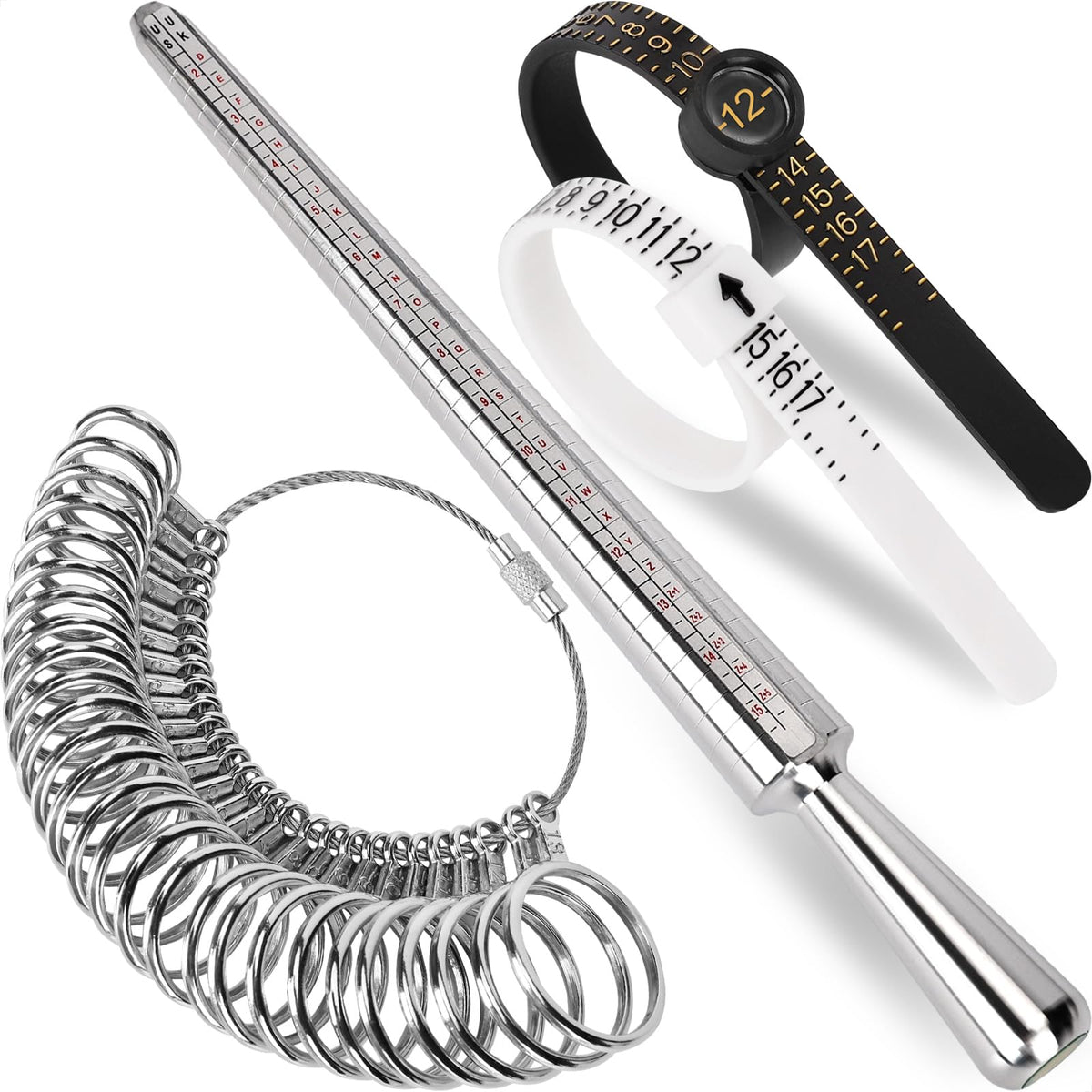 27-Piece Steel Ring Sizer Measuring Kit with Mandrel