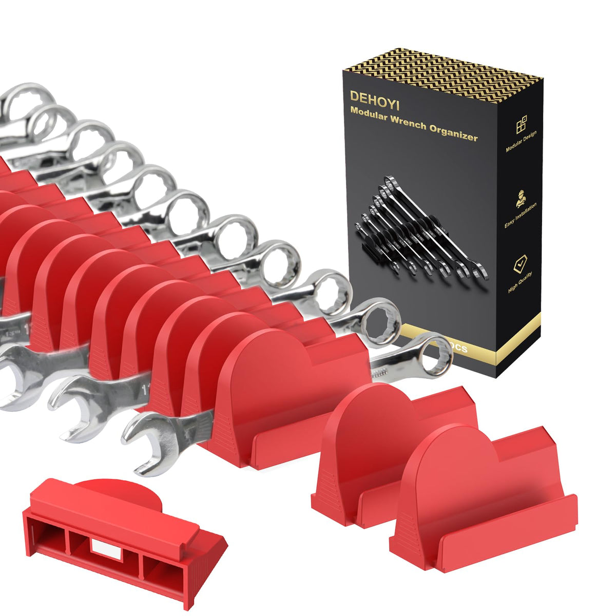 48-Piece Magnetic Modular Wrench Organizer Set for Drawers