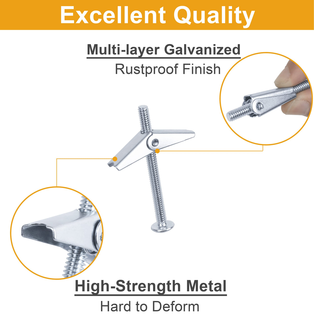 KURUI Heavy-Duty Hollow Wall Anchors for Drywall Mounting