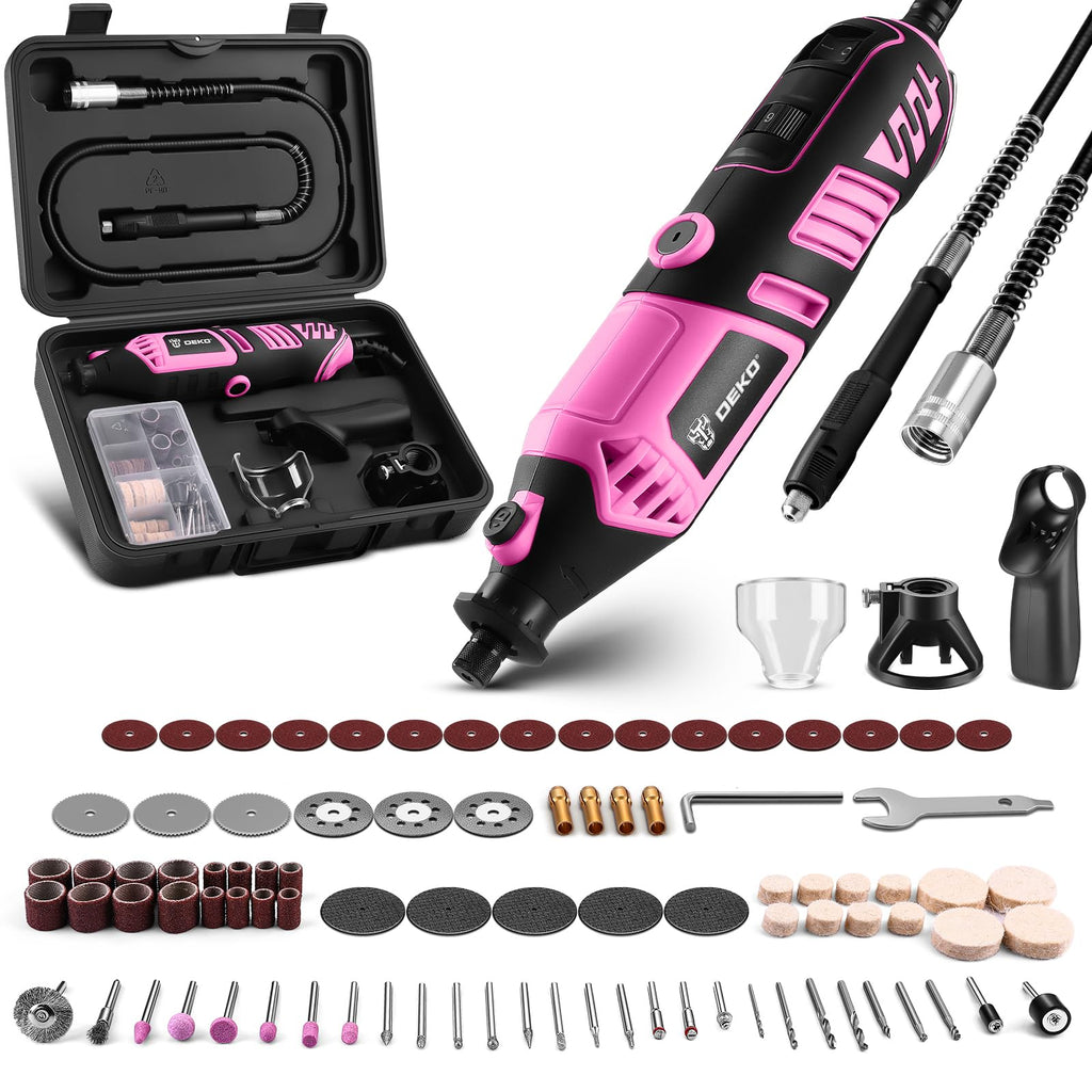 DEKOPRO Corded Rotary Tool Kit with Flex Shaft, 129 Pieces