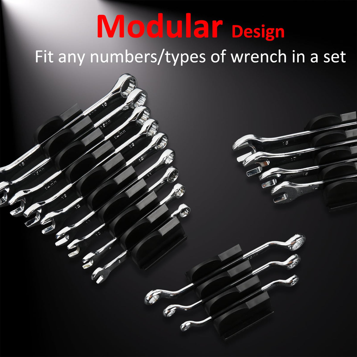 48-Piece Magnetic Modular Wrench Organizer Set for Drawers
