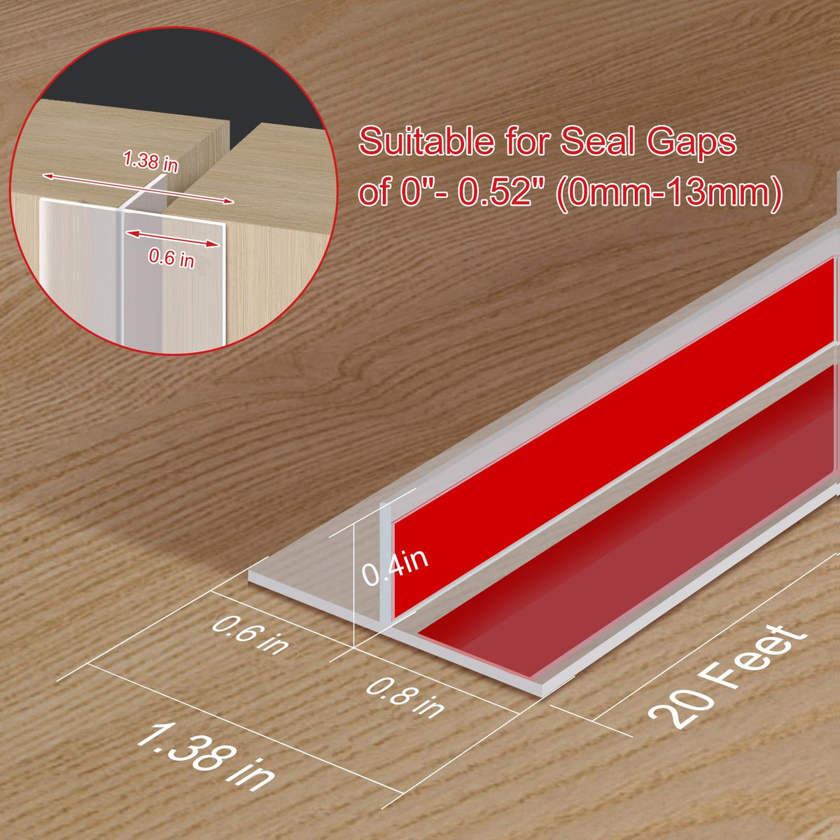 Benory 20FT T-Shaped Silicone Door Seal Strip, Brown