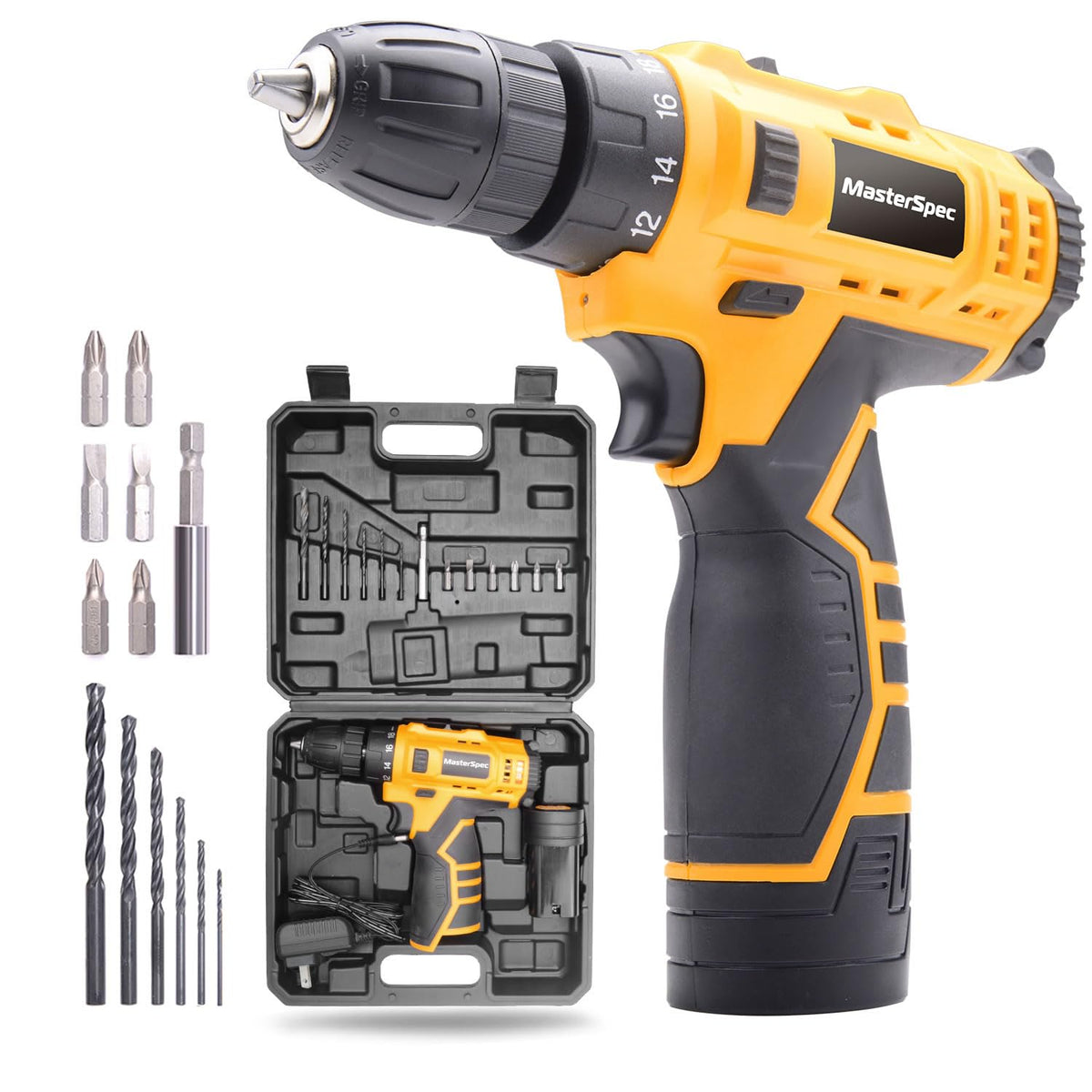 MasterSpec 12V Cordless Drill Driver with Battery Charger