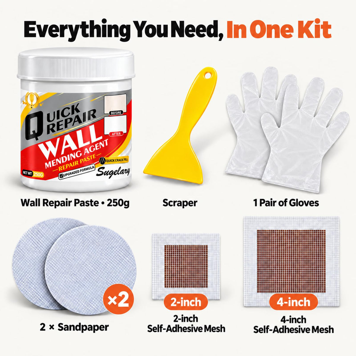 Drywall Patch Repair Kit with Spackle Paste and Scraper