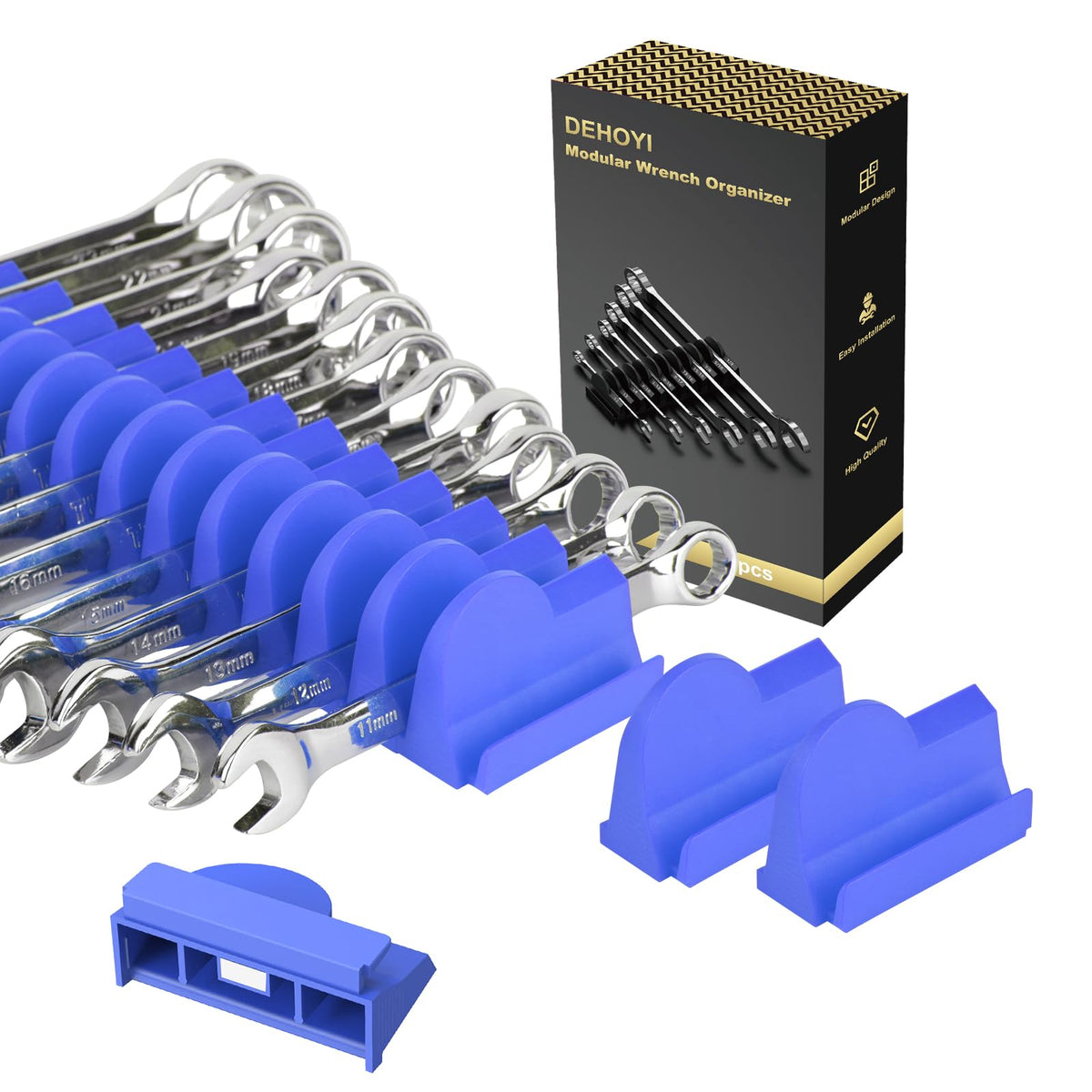 48-Piece Magnetic Modular Wrench Organizer Set for Drawers