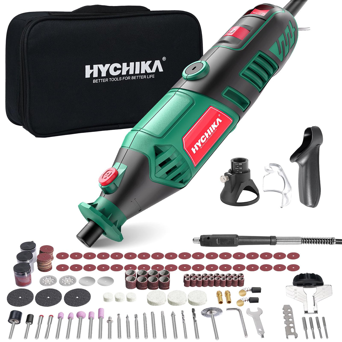 HYCHIKA 180W Variable-Speed Rotary Tool Kit, 179 Pieces