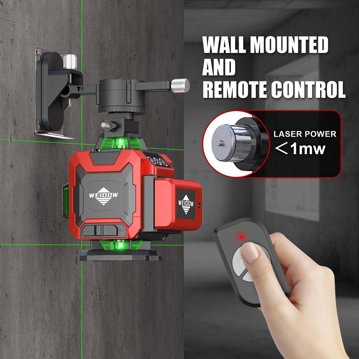 WEIDDW 360° Self-Leveling Green Cross-Line Laser Level