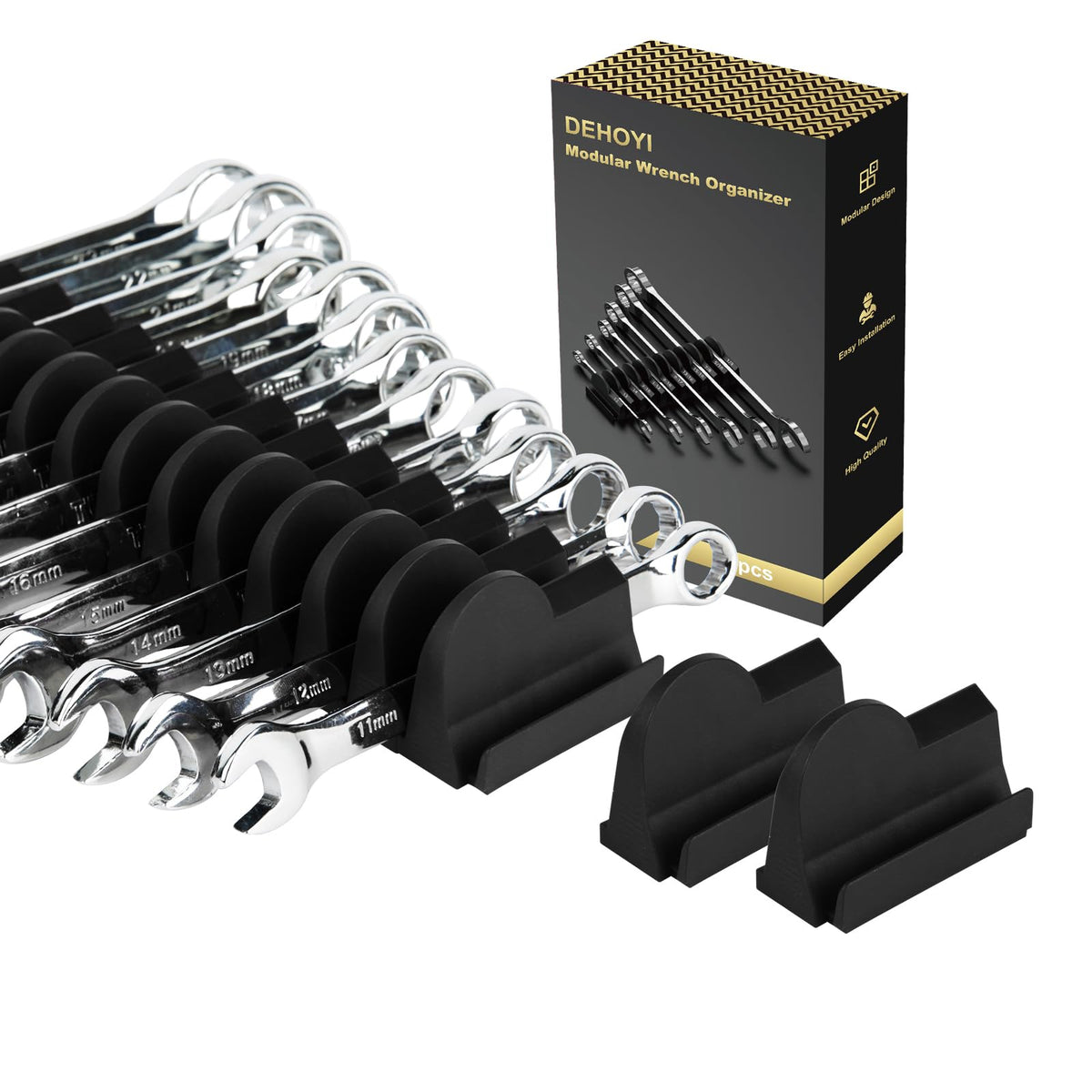 48-Piece Magnetic Modular Wrench Organizer Set for Drawers