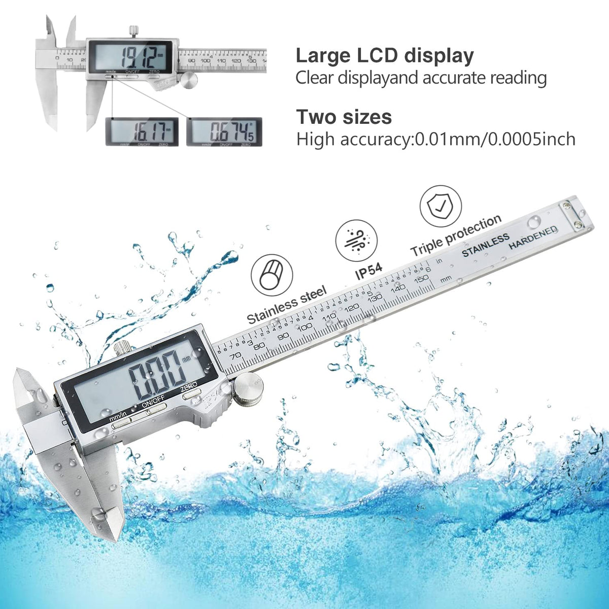 6-Inch Stainless Steel Digital Caliper with LCD Display