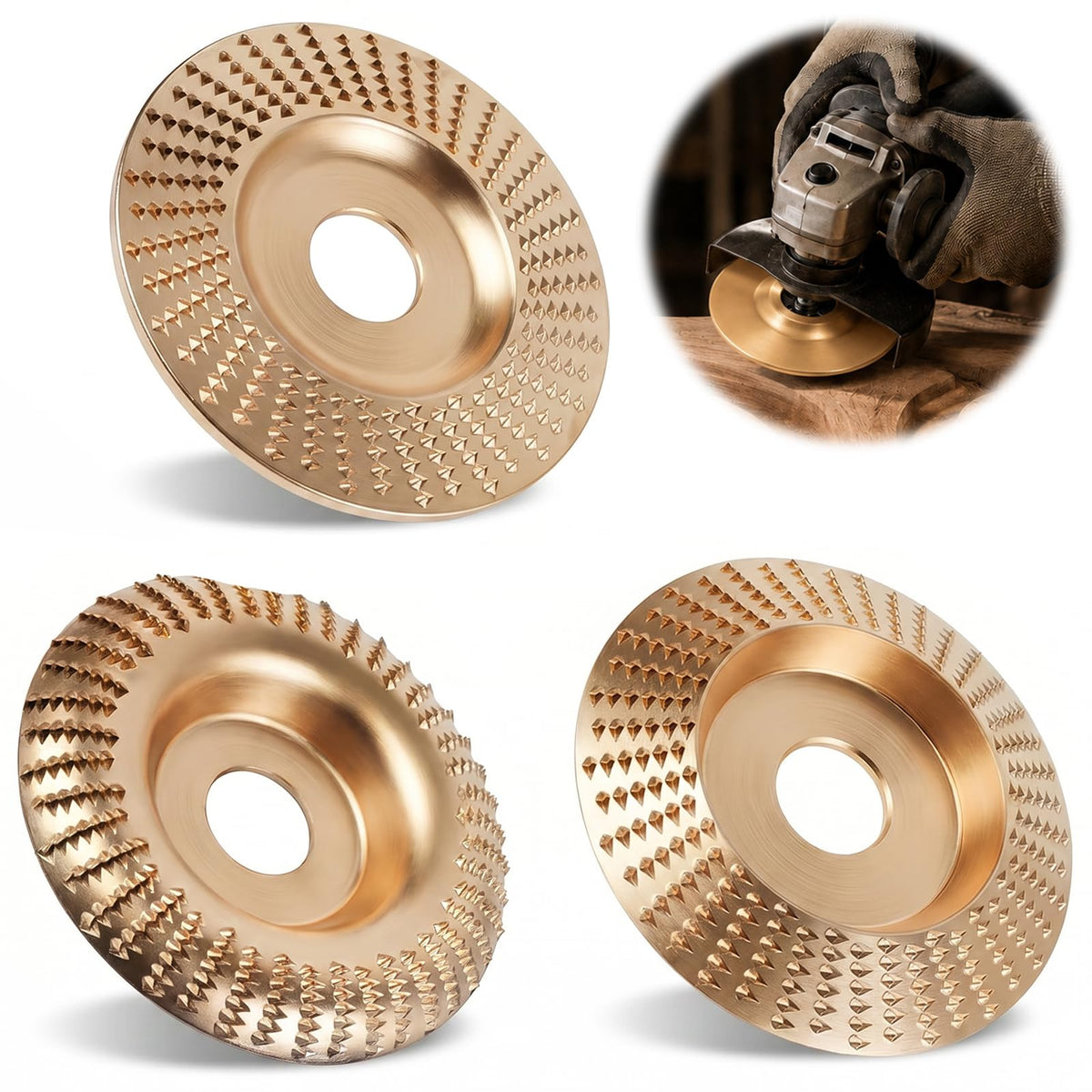 3-Piece Tungsten Carbide Wood Carving Disc Set for Grinders