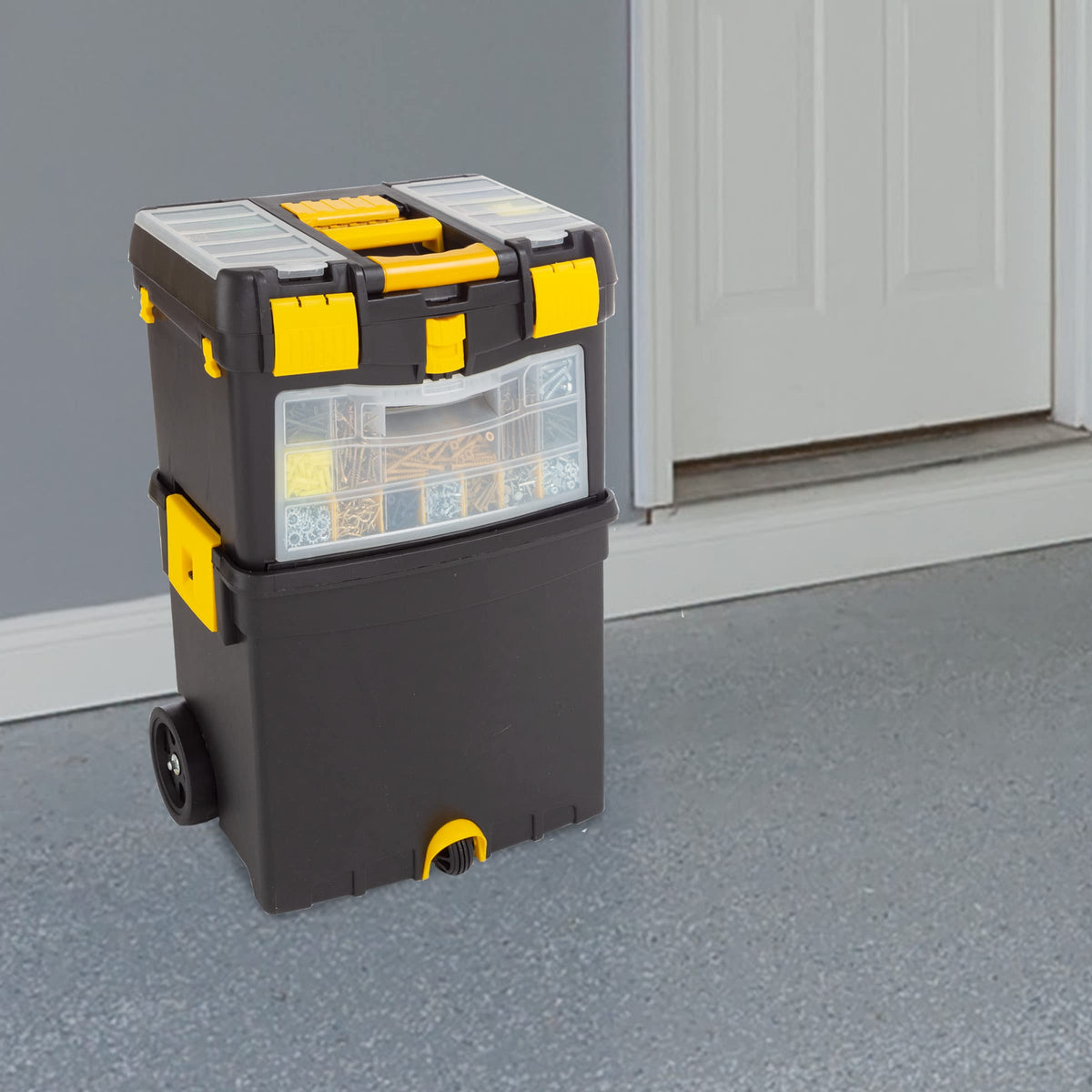 Heavy-Duty Tool Box with Folding Handle and Removable Tray