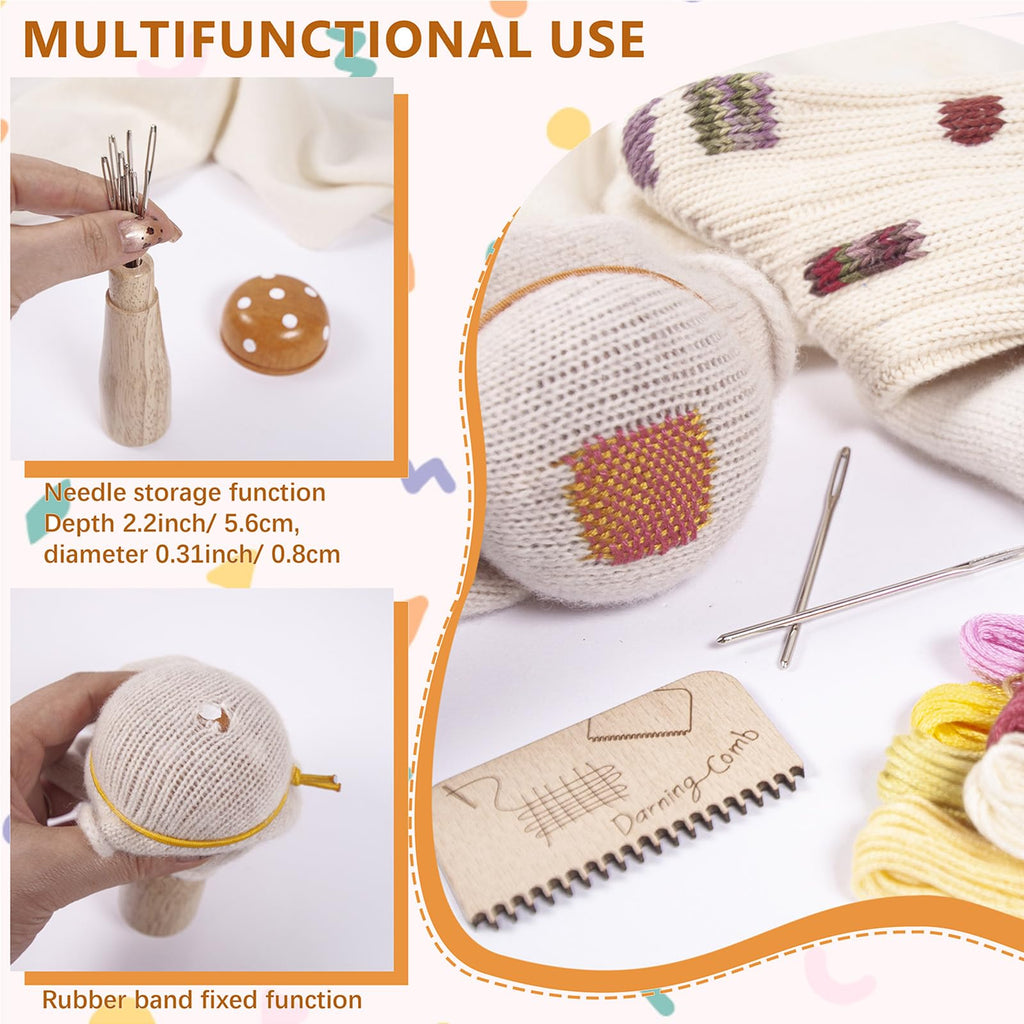 Yushen Mini Darning Loom Kit with Threads for Clothing Repair