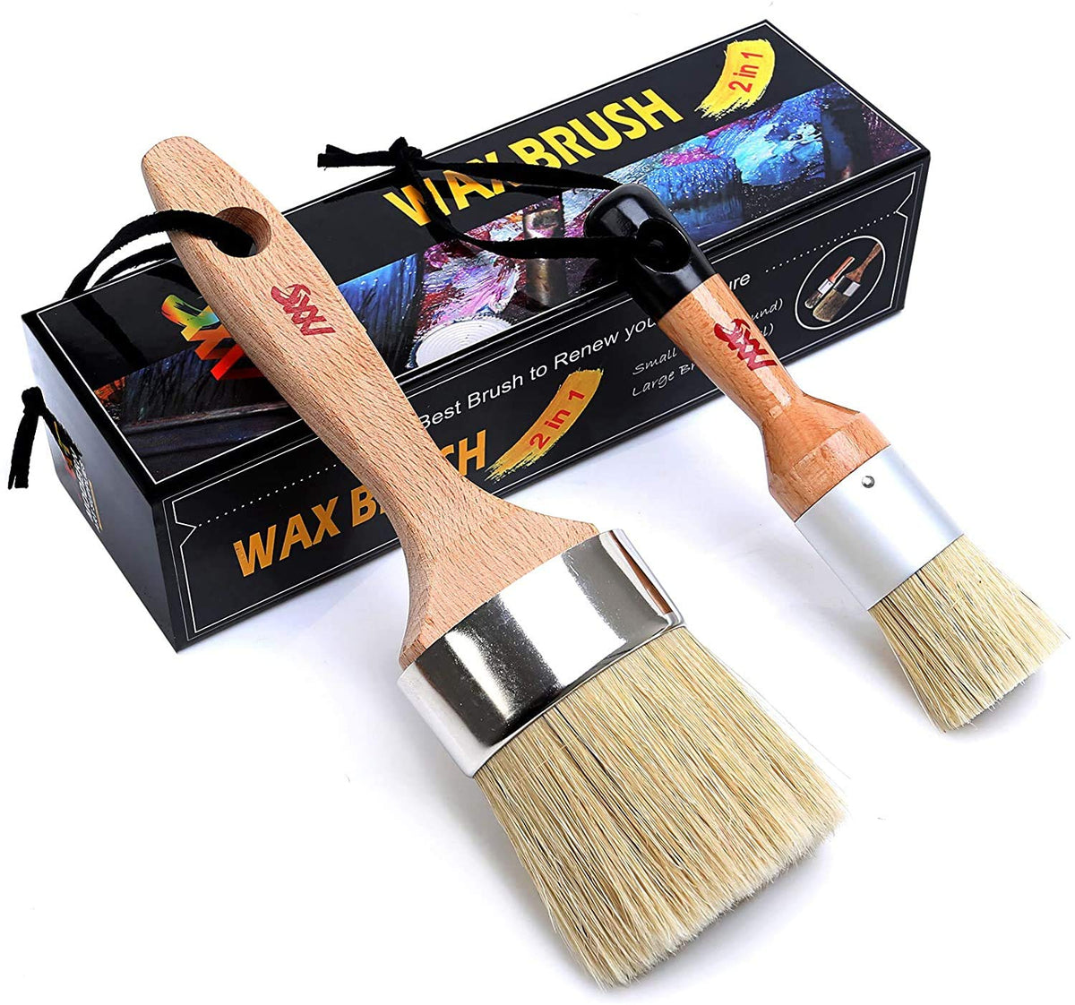 2-Pack 2.5-Inch Natural Bristle Chalk Paint & Wax Brushes