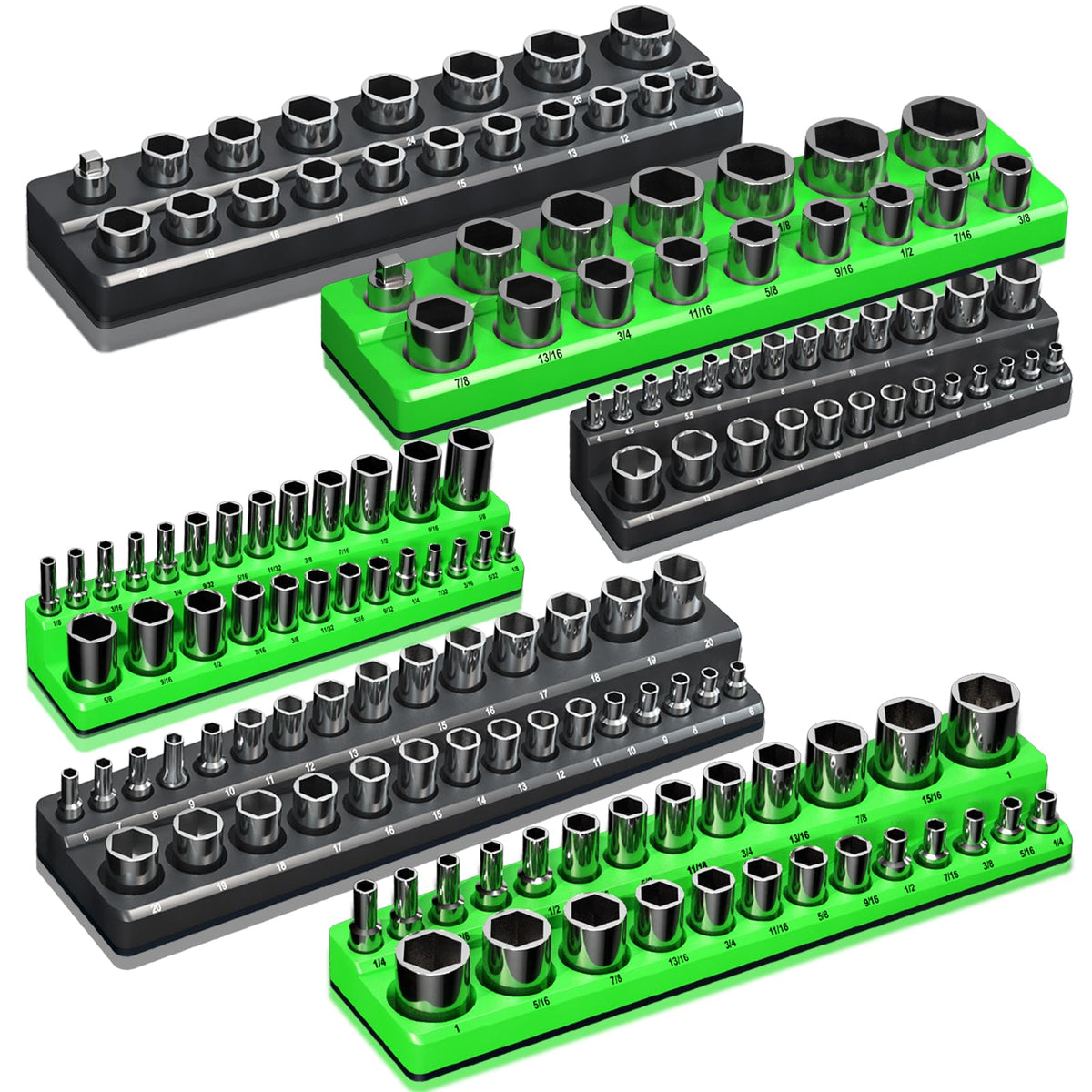 Magnetic Socket Organizer Holder Set for Tool Drawers