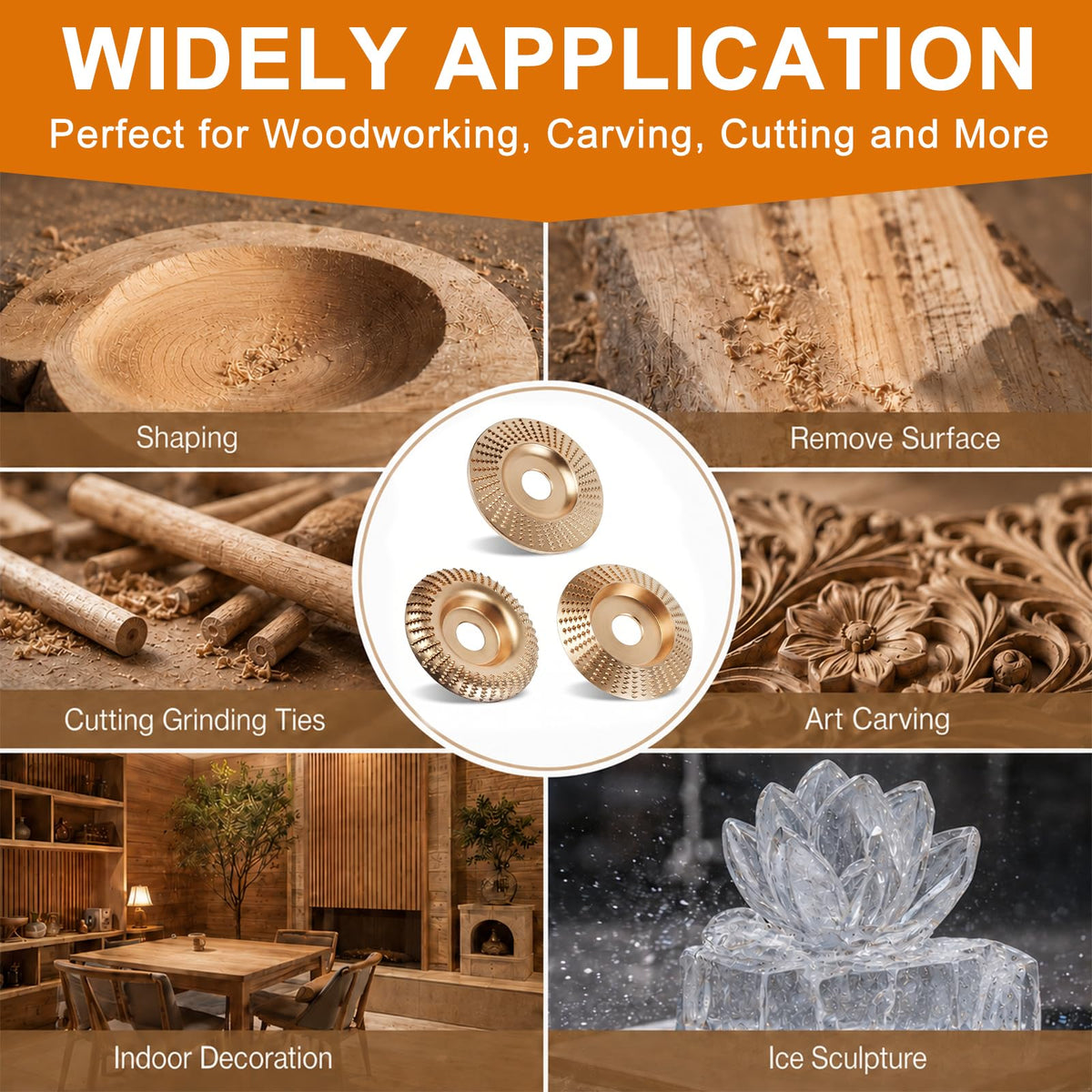3-Piece Tungsten Carbide Wood Carving Disc Set for Grinders