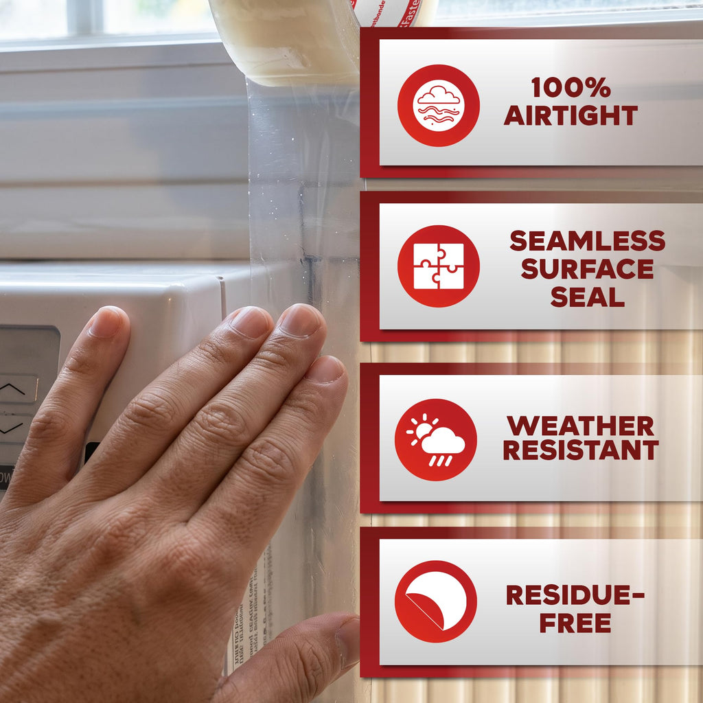 XFasten Clear Window Weather Sealing Tape, 2-Inch, 3-Pack