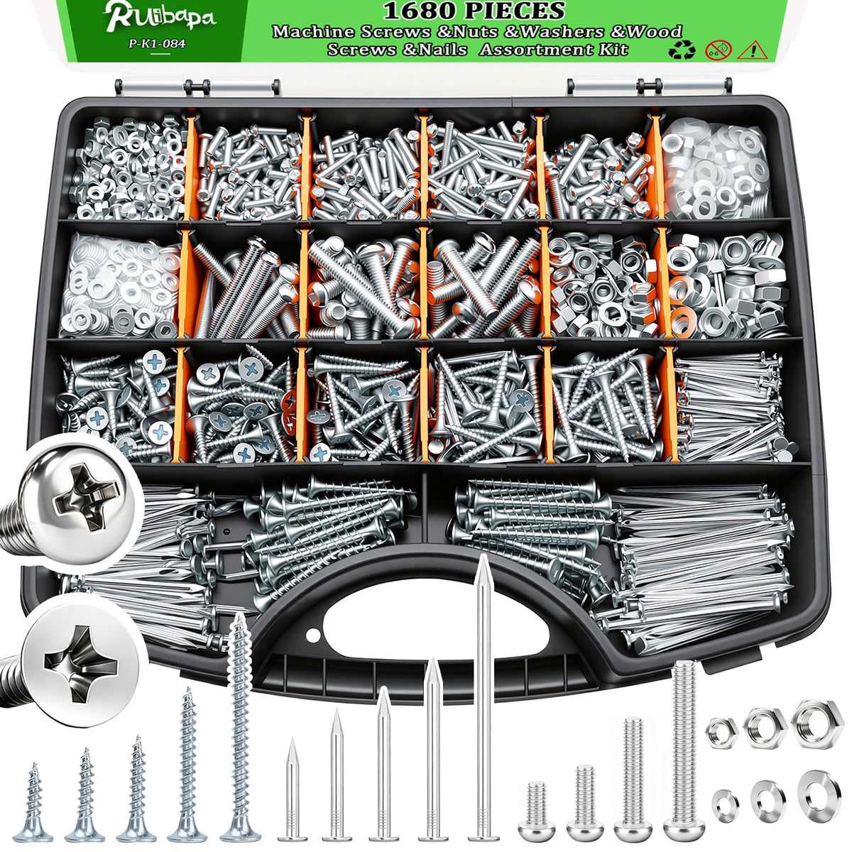 Ruibapa Nails and Screws Assortment Kit for Home Repairs