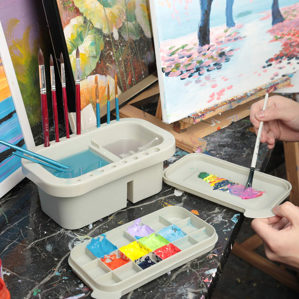 MyLifeUNIT Paint Brush Cleaner and Holder with Palette