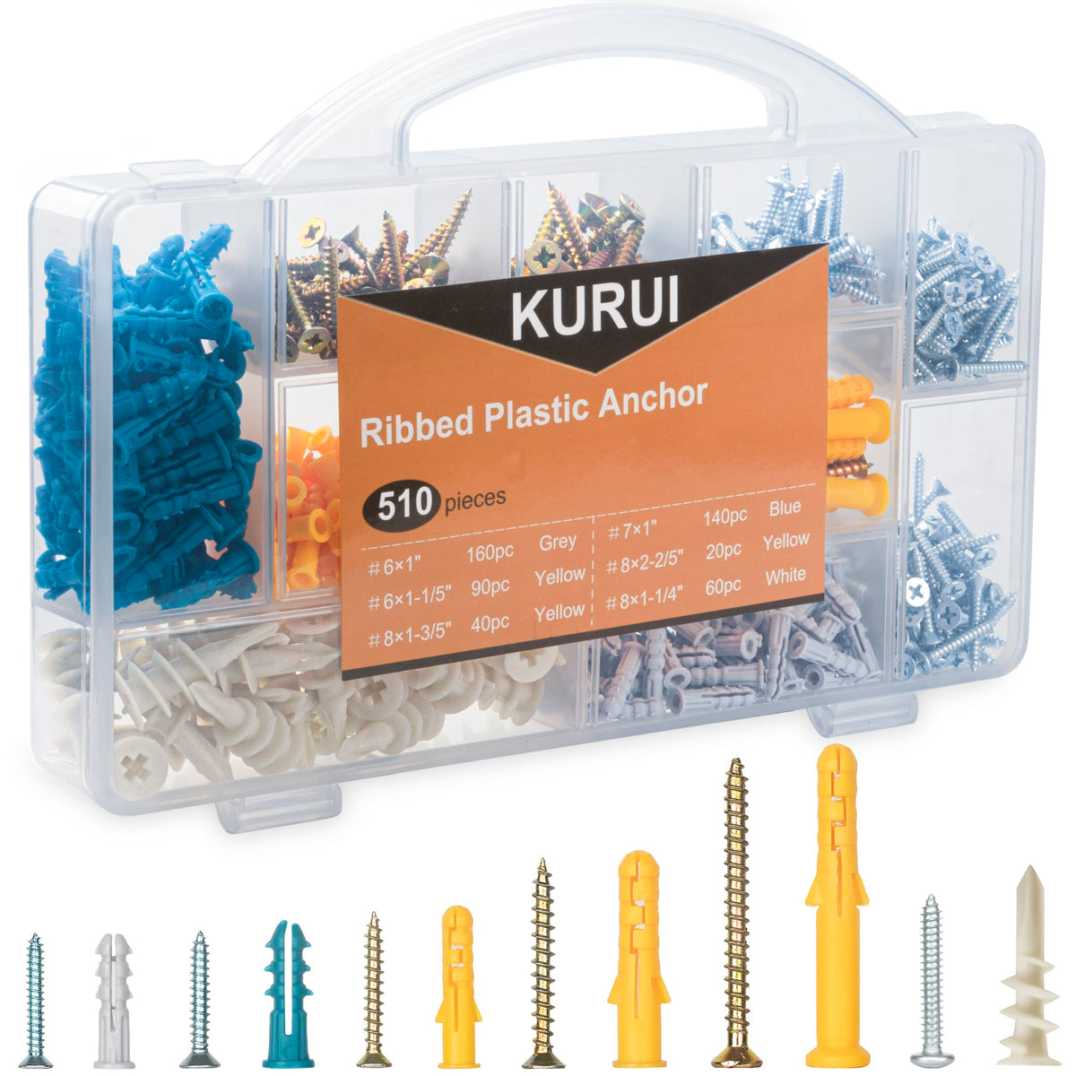 KURUI Drywall Anchors and Screws Assortment Kit for Mounting