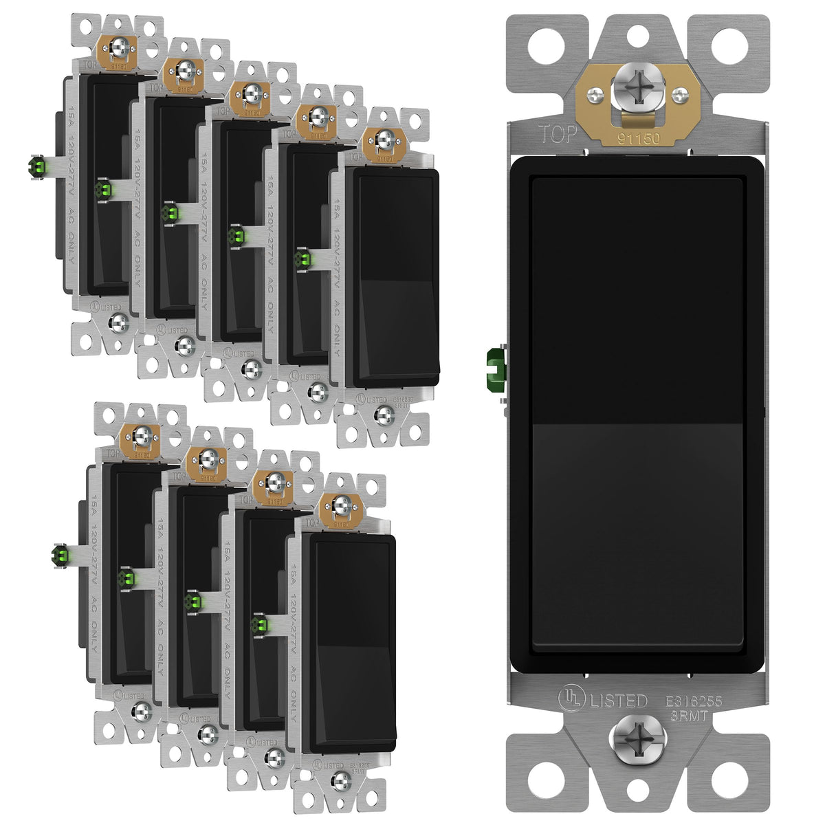 ENERLITES 15A Single-Pole Decorator Paddle Rocker Switch