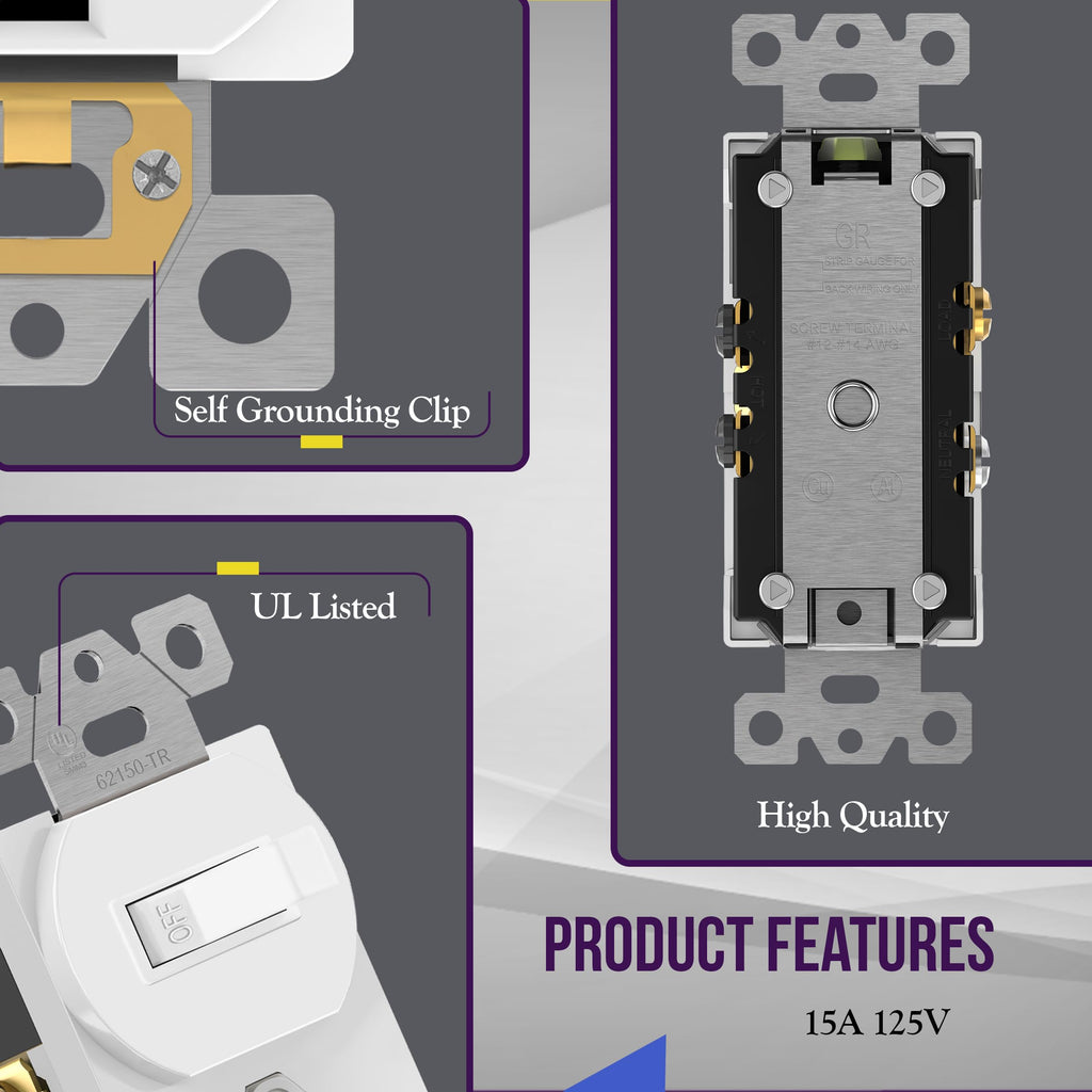 ENERLITES UL-Listed Combination Toggle Light Switch