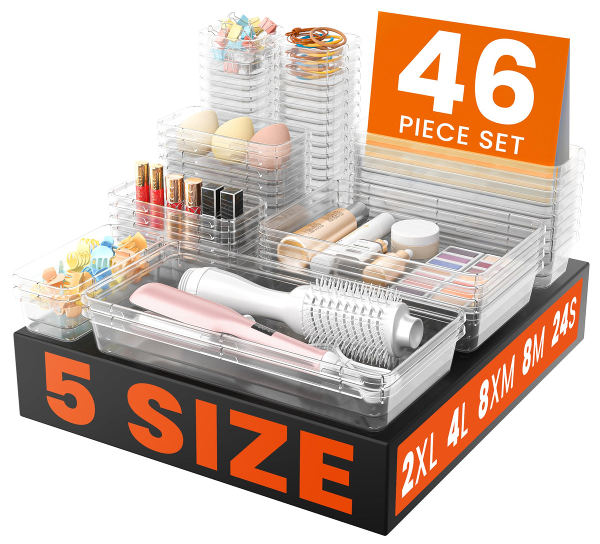 A-LUGEI 46-Piece Tool Box Organizer Tray Set, 5 Sizes